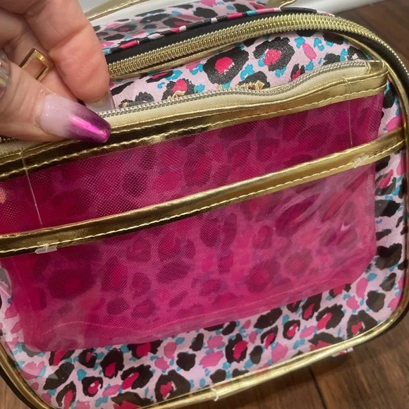 JUICY COUTURE Pink Leopard Pattern PURounded Makeup Case Organizer